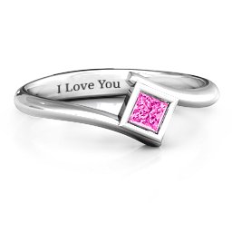 Princess Cut Bypass Ring in 925 Sterling Silver with Pink Tourmaline