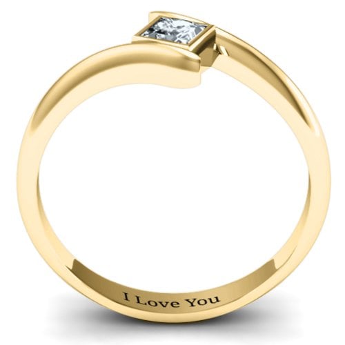 Princess Cut Bypass Ring – 9kt Yellow Gold with Cubic Zirconia