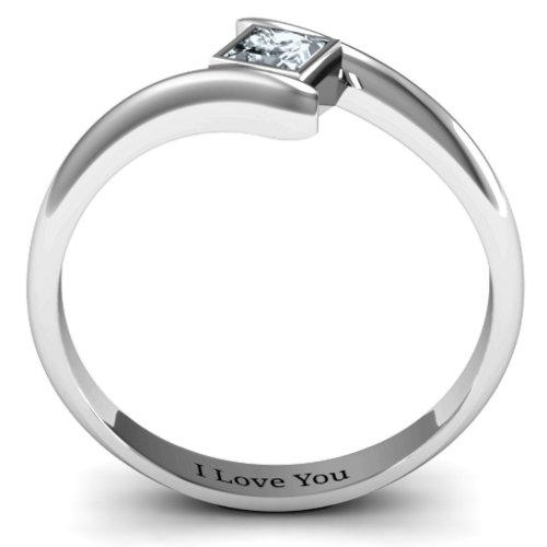 Princess Cut Bypass Ring – Sterling Silver with Cubic Zirconia