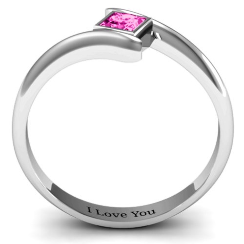 Princess Cut Bypass Ring – Sterling Silver with Pink Tourmaline