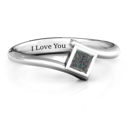Princess Cut Bypass Ring – Sterling Silver with Alexandrite