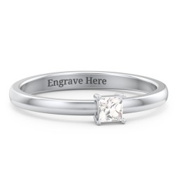 Elegant Princess Ring in 925 Sterling Silver with Cubic Zirconia