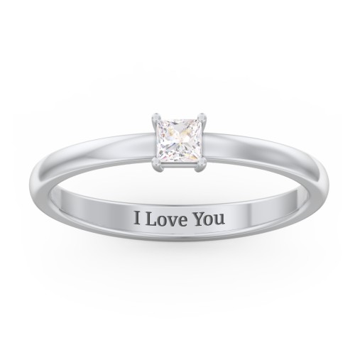 Elegant Princess Ring – Sterling Silver with Cubic Zirconia