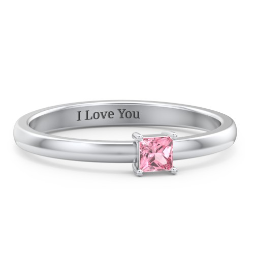 Elegant Princess Ring – Sterling Silver with Pink Tourmaline