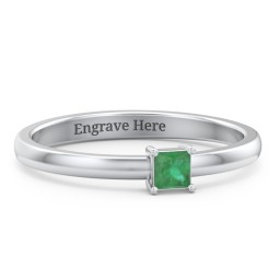 Elegant Princess Ring in 925 Sterling Silver with Emerald
