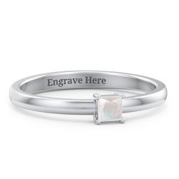 Elegant Princess Ring in 925 Sterling Silver with Opal