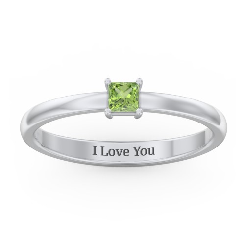 Elegant Princess Ring – Sterling Silver with Peridot
