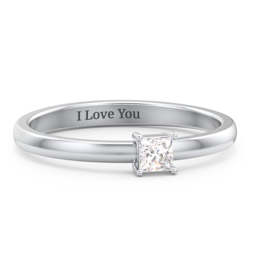 Elegant Princess Ring – Sterling Silver with Diamond