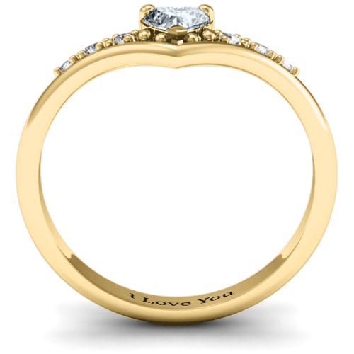V-Accented Heart Ring – 9kt Yellow Gold with Cubic Zirconia