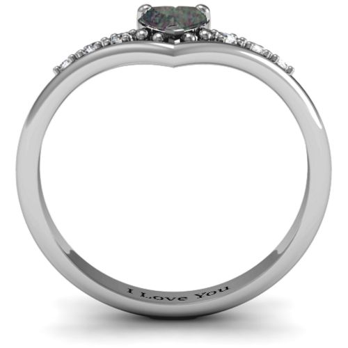 V-Accented Heart Ring