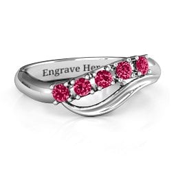 Five Stone Wave Ring