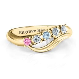 Five Stone Wave Ring