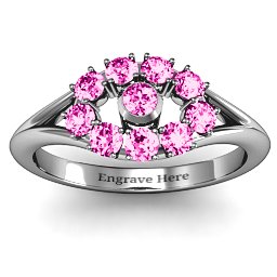 3 to 10 Stone "Solar" Ring in 925 Sterling Silver with Pink Tourmaline