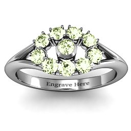 3 to 10 Stone "Solar" Ring in 925 Sterling Silver with Peridot