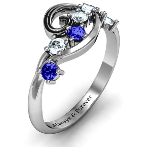 3 - 8 Stone Swirl Ring