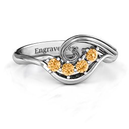 3 - 8 Stone Swirl Ring in 925 Sterling Silver with Citrine, Cubic Zirconia, and Amethyst