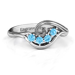 3 - 8 Stone Swirl Ring in 925 Sterling Silver with Blue Topaz, Cubic Zirconia, and Amethyst