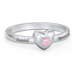 Solid Heart with Gemstone Ring