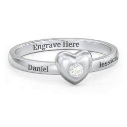 Solid Heart with Gemstone Ring