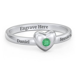 Solid Heart with Gemstone Ring