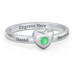 Solid Heart with Gemstone Ring