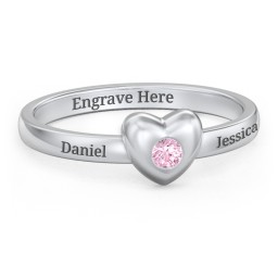 Solid Heart with Gemstone Ring