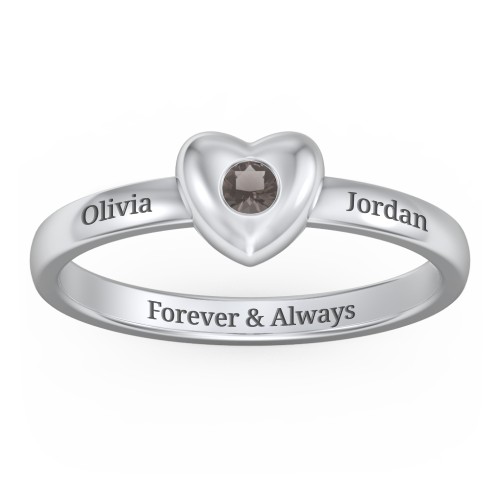 Solid Heart with Gemstone Ring