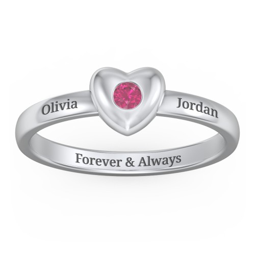 Solid Heart with Gemstone Ring