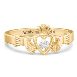 Round Stone Claddagh Ring