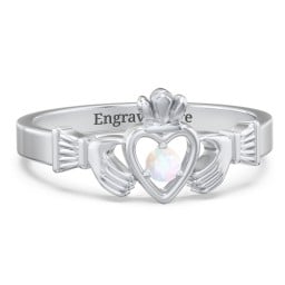 Round Stone Claddagh Ring