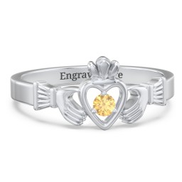 Round Stone Claddagh Ring