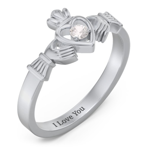 Round Stone Claddagh Ring