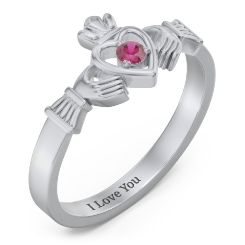 Round Stone Claddagh Ring