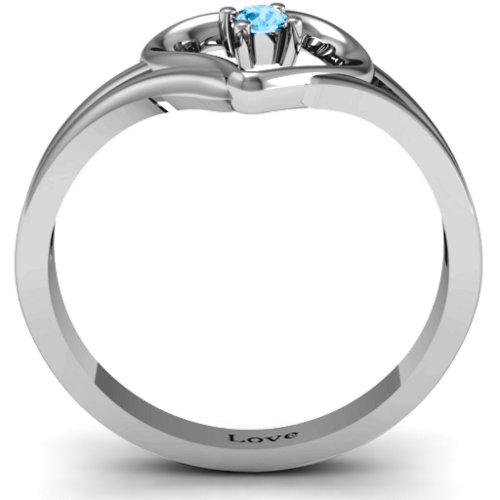 Split Shank Heart Ring – Sterling Silver with Blue Topaz