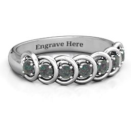 6 to 9 Stones in Halo Ring in 925 Sterling Silver with Alexandrite and Cubic Zirconia