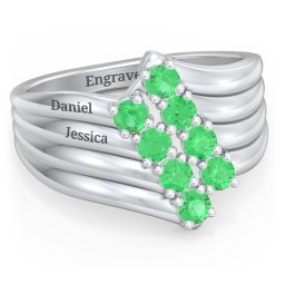 8 Stone Wave Ring