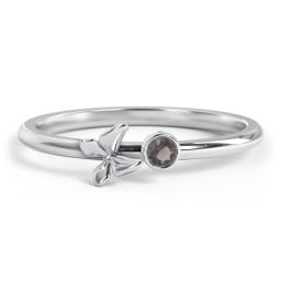 Stacking Butterfly Ring with Bezeled Gemstone