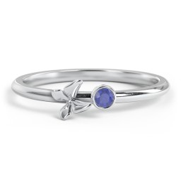 Stacking Butterfly Ring with Bezeled Gemstone in 925 Sterling Silver with Blue Sapphire
