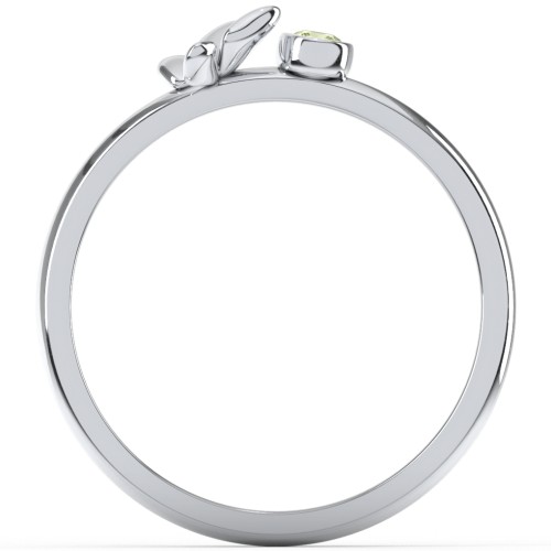 Stacking Butterfly Ring with Bezeled Gemstone – Sterling Silver with Peridot
