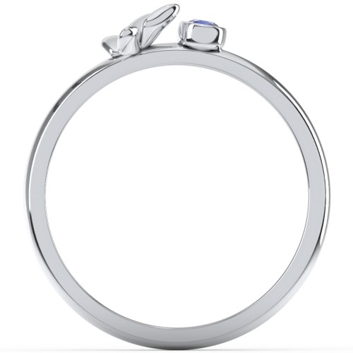 Stacking Butterfly Ring with Bezeled Gemstone – Sterling Silver with Blue Sapphire