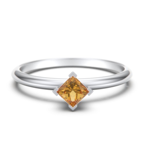 Stacking Ring with Compass Set Princess Gemstone