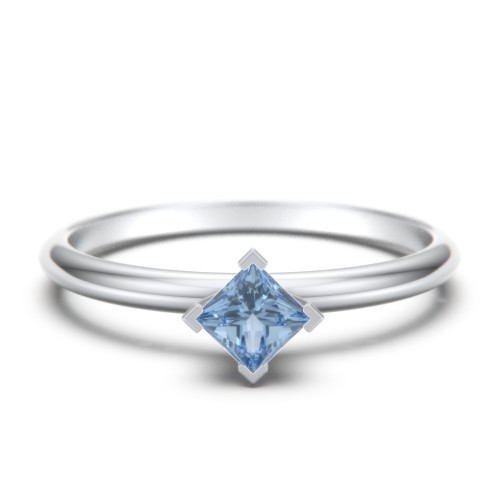 Stacking Ring with Compass Set Princess Gemstone