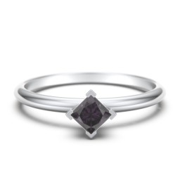 Stacking Ring with Compass Set Princess Gemstone in 925 Sterling Silver with Alexandrite