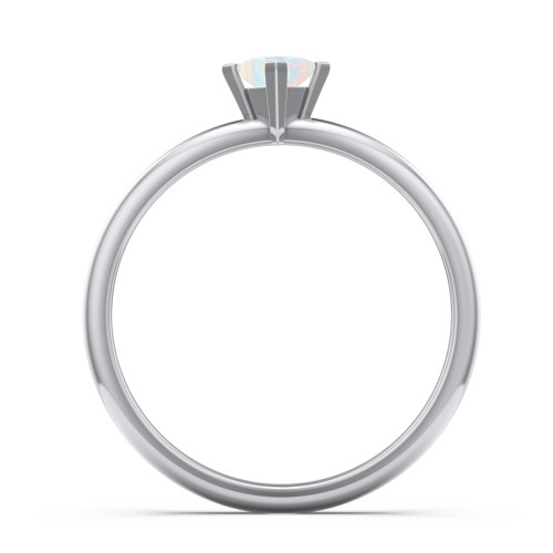 Stacking Ring with Compass Set Princess Gemstone – Sterling Silver with Opal