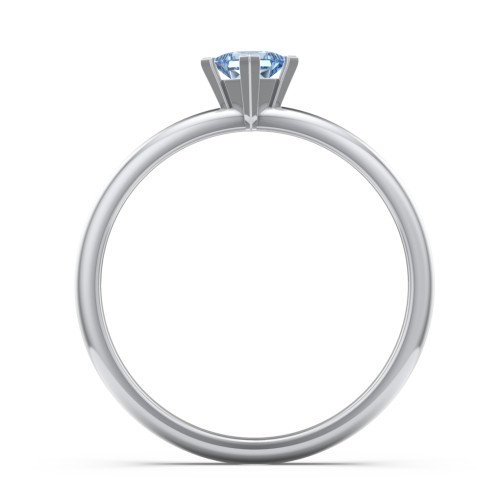 Stacking Ring with Compass Set Princess Gemstone – Sterling Silver with Blue Topaz