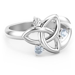 Siobhán Celtic Knot Ring in 925 Sterling Silver with Cubic Zirconia and Aquamarine