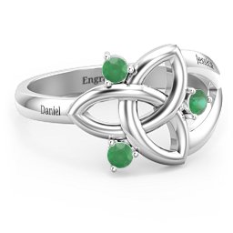 Siobhán Celtic Knot Ring in 925 Sterling Silver with Emerald