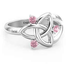 Siobhán Celtic Knot Ring in 925 Sterling Silver with Pink Tourmaline