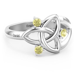 Siobhán Celtic Knot Ring in 925 Sterling Silver with Citrine