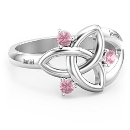 Siobhán Celtic Knot Ring in 925 Sterling Silver with Pink Tourmaline